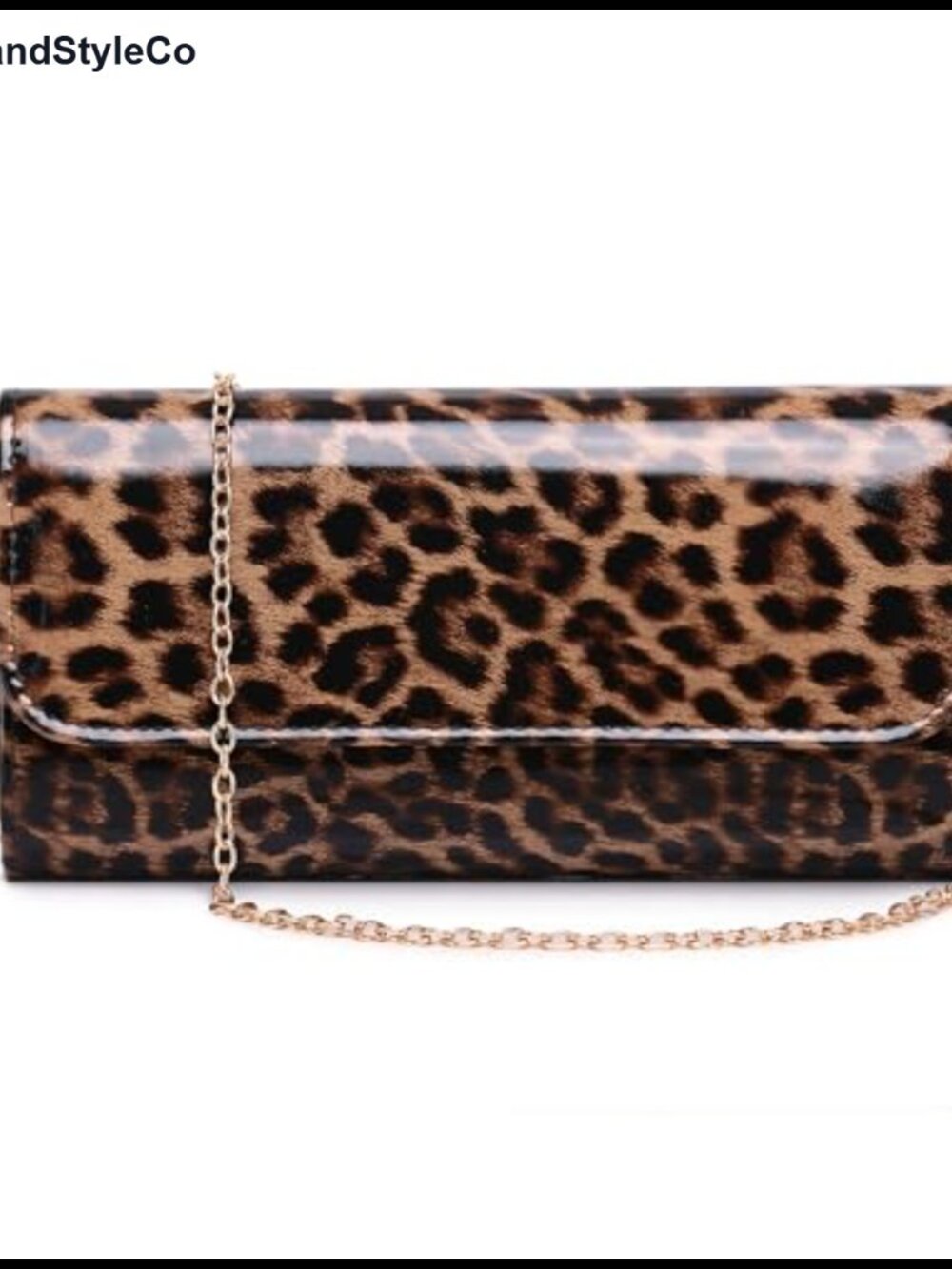 Patent Leather Envelope Clutch with Chain Strap